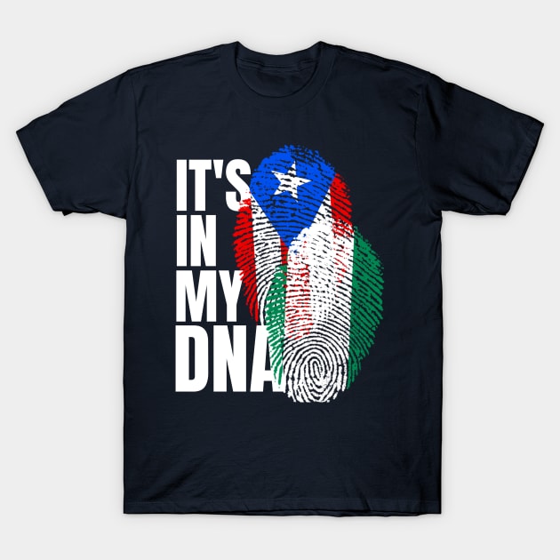 Nigerian And Puerto Rican Mix Heritage DNA Flag T-Shirt by Just Rep It!!